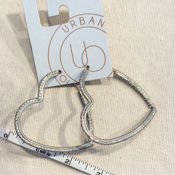 Urban Outfitters heart shaped cz hoop earrings - Picture 3 of 3
